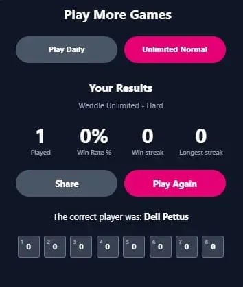 Unlimited mode continuous football logic tracking results